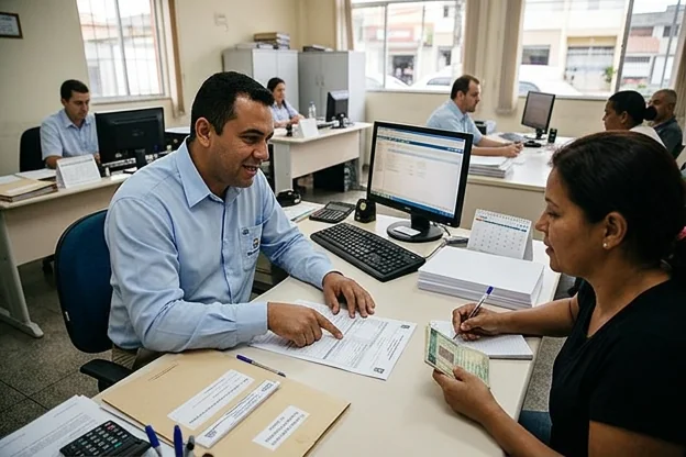Despachante auxiliando cliente na renovação da CNH em Santo André.